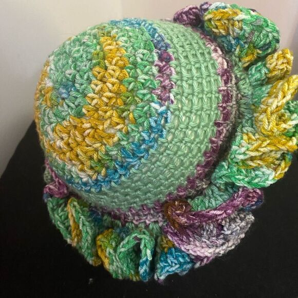 Handcrafted Crochet multi-color ruffle bucket hat